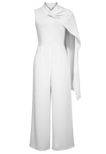 CHIC STAR Drapierter Damen-Jumpsuit mit einer Schulter, Weiss/opulenter Garten, 0X von CHIC STAR