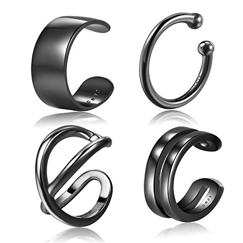 4Pcs Ear Cuff Set Damen Ohrmanschette Ohrringe 925 Sterling Silber Earcuffs Set Helix Knorpel Ohrmanschette Ohne Ohrloch Wickelohrring Fakepircings Ohr Cuffs Ohrklemme von CHIC & ARTSY