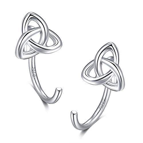 Huggie Hoop Ohrringe 925 Sterling Silber Keltischer Knoten Offene Hoop Ohrringe Keltischer Knoten Halber Hoop Ohrringe von CHIC & ARTSY