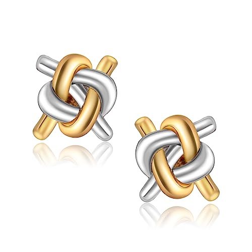 CHIC ARTSY Love Knot Ohrstecker in Sterling Silber - Minimalistisch Flach Zurck fr Frauen von CHIC & ARTSY