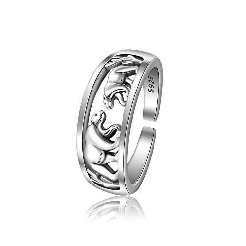 CHIC & ARTSY 925 Sterling Silber Bärenringe Best Friend Bärenringe für Frauen Verstellbarer offener Tierring von CHIC & ARTSY