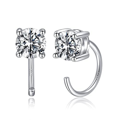 CHIC & ARTSY Creolen Ohrringe 925 Sterling Silber Halb Ohrringe Creolen Ohrringe Klein Kreolen Ball Huggie Hoops Halb Knorpel Ohrringe Hängend für Damen Mädchen von CHIC & ARTSY