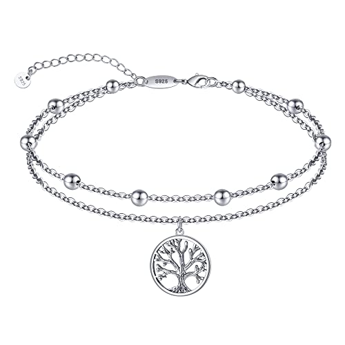 CHIC & ARTSY Frauen Fußkettchen Armband 925 Sterling Silber Baum des Lebens Fußkettchen zierlich geschichtetes Fußkettchen für Frauen Strand einstellbar CHIC & ARTSY Frauen Fußkettchen Armband 925 Sterling Silber Baum des Lebens Fußkettchen zierlich geschichtetes Fußkettchen für Frauen Strand einstellbar von CHIC & ARTSY