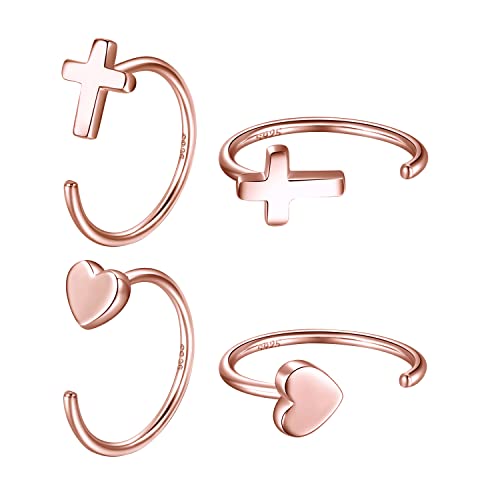 CHIC & ARTSY Half Hoops Ohrringe 925 Sterling Silber Kleine Huggie Creolen Ball Bar Stern Mond Herz Kreuz Punkt Dreieck Halbreifen Knorpel Piercing Ohrringe Winzige Creolen Ohrstecker - von CHIC & ARTSY