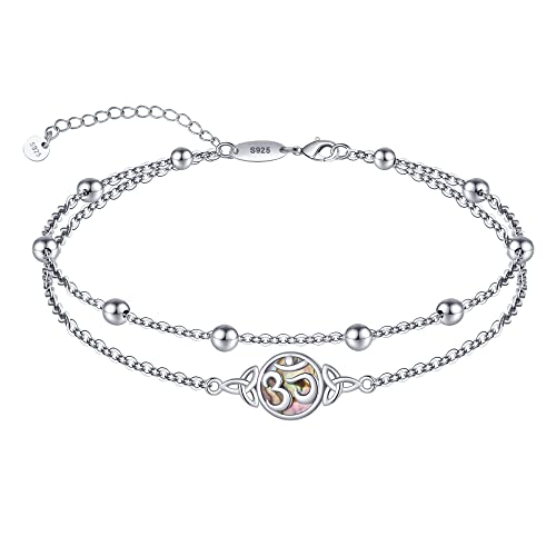 CHIC & ARTSY Keltischer Knoten Fußkettchen 925 Sterling Silber Erstellt Keltischer Knoten Fußkettchen Armband Doppellagiges Keltischer Knoten Fußkettchen Boho Keltischer Knoten Layered Fußkettchen von CHIC & ARTSY