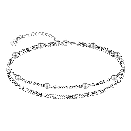 CHIC & ARTSY Kette Fußkettchen 925 Sterling Silber Kette Fußkettchen 4mm Büroklammer Kette Fußkettchen hübsches Fußkettchen Armband Frauen böhmischer Strandschmuck von CHIC & ARTSY