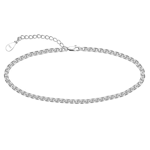 CHIC & ARTSY Kette Fußkettchen 925 Sterling Silber Kette Fußkettchen 4mm Büroklammer Kette Fußkettchen hübsches Fußkettchen Armband Frauen böhmischer Strandschmuck von CHIC & ARTSY