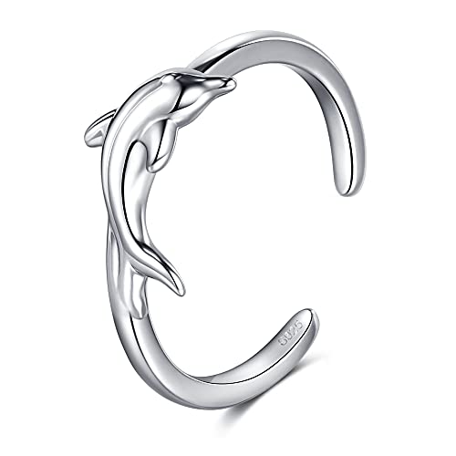 CHIC & ARTSY Meer Zehenringe 925 Sterling Silber Delphin Zehenringe für Frauen Einstellbare Manschette Zehenringe Strand Zehenfingerringe Delphin Zweite Zehenringe von CHIC & ARTSY