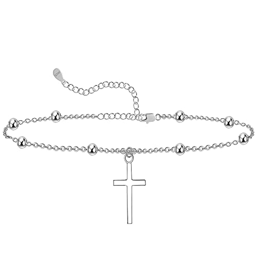 CHIC & ARTSY Kreuz-Fußkettchen, 925er Sterlingsilber, Kreuz-Fußkettchen für Frauen, hypoallergen CHIC & ARTSY Kreuz-Fußkettchen, 925er Sterlingsilber, Kreuz-Fußkettchen für Frauen, hypoallergen von CHIC & ARTSY