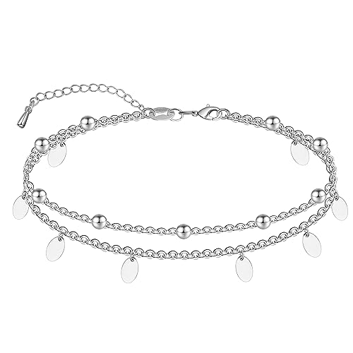 CHIC & ARTSY Damen Fußkettchen 925 Sterling Silber Kette Strand Sandale Barfuß verstellbares Geschenkbox von CHIC & ARTSY