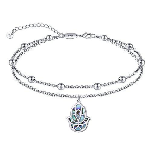 Fußkettchen 925 Sterling Silber Türkisches Evil Eye Fußkettchen Armband Layered Evil Eye Fußkettchen Kabula Evil Eye Fußkettchen Multi Layered Created Opal Evil Eye Fußkettchen Fußkettchen für Frauen von CHIC & ARTSY