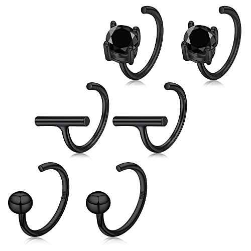 CHIC & ARTSY Halbe Creolen Ohrringe 925 Sterling Silber Kleine Huggie Hoop Ohrringe Kugel, Balken, Stern, Mond, Herz,Halbe Creolen Knorpel Piercing Ohrringe Winzige Creolen Ohrstecker von CHIC & ARTSY