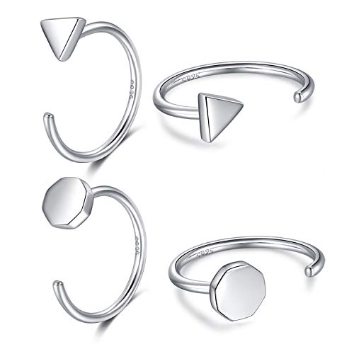 CHIC & ARTSY Huggie Creolen 925 Sterling Silber Dreieck Punkt Halbe Creolen für Frauen Offene Creolen Kleine Huggie Creolen Huggy Creolen 2 Paar von CHIC & ARTSY