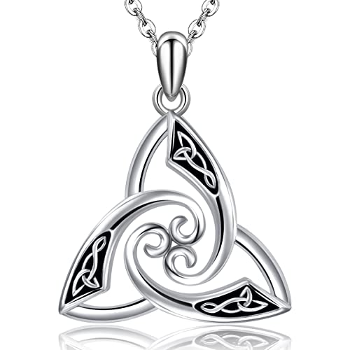 CHIC & ARTSY Keltische Knoten Halskette 925 Sterling Silber oxidiert keltischen Knoten Triskele für Frauen von CHIC & ARTSY