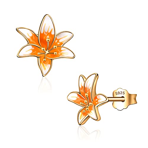 Lilie Ohrringe 925 Sterling Silber Lilie Ohrringe Hypoallergene Niedliche Lilie Ohrringe für Frauen Zierliche Muttertag Blume Ohrringe Schmuck von CHIC & ARTSY