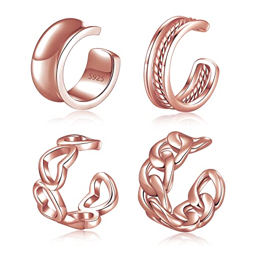 Ohrmanschetten Vergoldet 925 Sterling Silber Ohrmanschette Ohrringe für Frauen Clip auf Ohrringe Non Piercing Ohrringe Kleine Knorpel Manschetten Muschel Ohrringe Set von CHIC & ARTSY