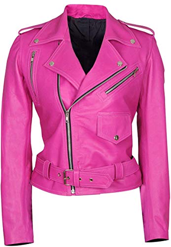 Brando Damen Lammfell-Lederjacke, Hot Pink, Pinke Lederjacke, M Brando Damen Lammfell-Lederjacke, Hot Pink, Pinke Lederjacke, M von CHICAGO-FASHIONS