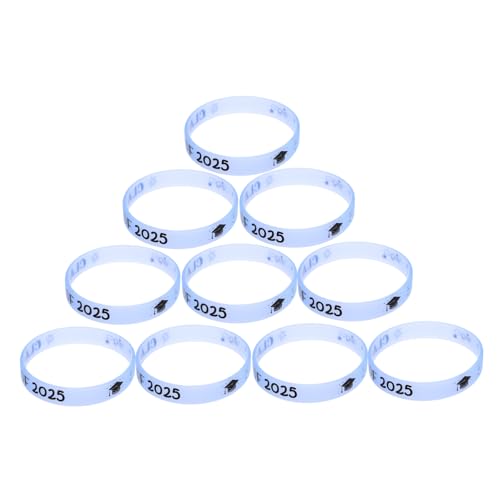 CHICAMPERA 10 Stück Class Of Silikon Armbänder für Abschlussfeiern Wiederverwendbare Handgelenk Bänder für Schulbedarf und Partyzubehör von CHICAMPERA