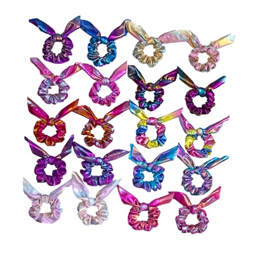 CHICAMPERA 10 Stück Teiliges Haargummis für Frauen Stretchige Langlebige Haarbänder mit Dekorativen Hasenohren Farbenfrohe Ponytail Halter für Alltag und Besondere Anlässe von CHICAMPERA