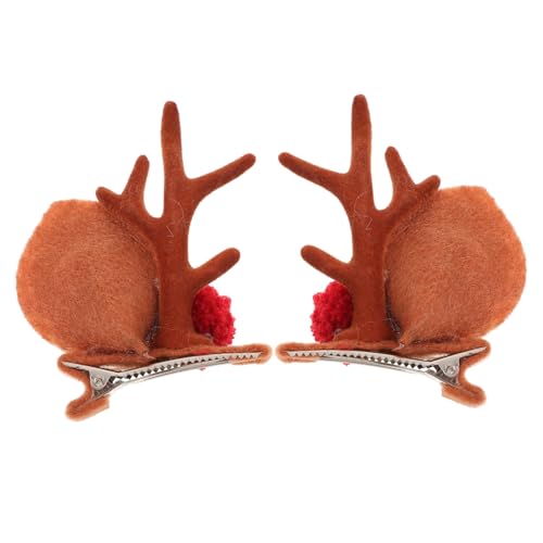 CHICAMPERA 1Paar Weihnachtliches Haarspangen mit Rentiergeweih Süße Cartoon Haarclips für Festlichkeiten für Weihnachten Karneval und Fotografie Sicher und Stabil im Halt von CHICAMPERA