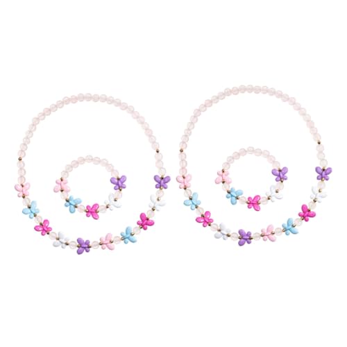 CHICAMPERA 2 Sätze Schmuck Teilig Schmetterling Halskette Armband für Mädchen Handgefertigt aus Premium Harz Zarte Perlen Leichte Tragbare Accessoires für Alltag und Party Farbenfroh und von CHICAMPERA
