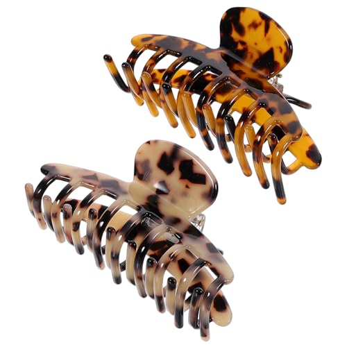 CHICAMPERA 2 Stück Große Haarklammern für Damen Leopard Muster Acetat Haarspangen Starker für Dickes und Normales Haar Eleganter Haarklammer Claw Clip für Alltag Bad und Make Up von CHICAMPERA