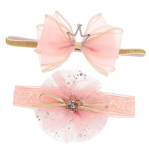 CHICAMPERA 2 Stück Mädchen Krone Stirnband Für Neugeborene Schöne Haaraccessoires Für Fotoshootings Sanft Und Flexibel Rosa Und Dunkelrosa Für Babys Und Kleinkinder von CHICAMPERA