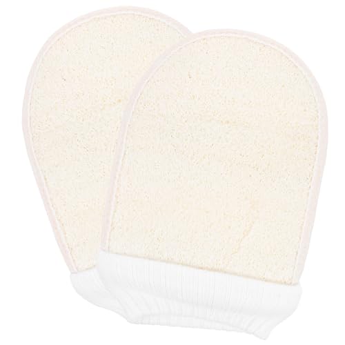 CHICAMPERA 2 Stück Peelinghandschuhe aus Natürlichem Loofah für Damen und Herren Effektiver Dead Skin Remover Sanfter Body Scrub Glove Exfolierender Duschhandschuh für Tiefenreinigung und von CHICAMPERA