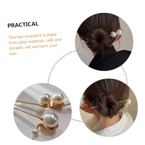CHICAMPERA 2 Stück Perlen haarstäbe Minimalistischer Haarschmuck aus Langlebiger Legierung Glatte Kanten für Sicheren Sitz Geeignet für Hochzeiten Partys und Alltag für Frauen mit Langem von CHICAMPERA