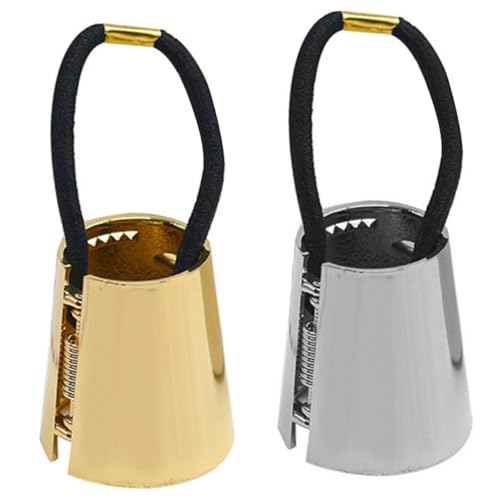 CHICAMPERA 2 Stück Teiliges Metall Haarmanschetten Haargummis Elastisch Schonend für Pferdeschwanz Damen Haarschmuck Hochzeit Party Styling Silber Gold von CHICAMPERA