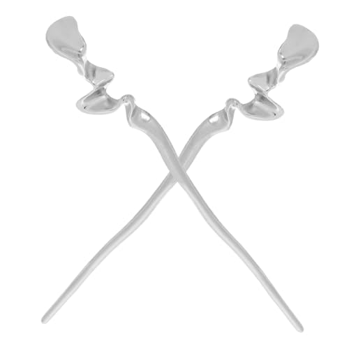 CHICAMPERA 2 Stück Vintage Chinesische Haarnadeln Geometrisches Unregelmäßiges Metall Haarstäbchen mit Verspiegeltem Design Haarstyling Accessoires für Damen Minimalistischer Haarschmuck von CHICAMPERA