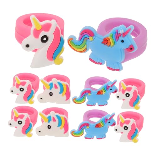 CHICAMPERA 20 Stck Einhorn Ringe für Teiliges aus Silikon Kreative Fingeraccessoires für Geburtstagsfeiern Langlebige und Einzigartige Ringe für Festliche Anlässe von CHICAMPERA