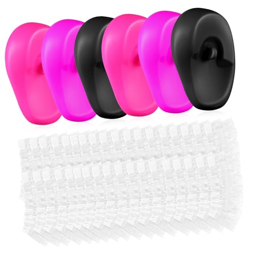 CHICAMPERA 206 Stück Teiliges Silikon Ohrenschutz für Haarefärben Bequeme Haarfärbe Ohrschützer und Einweg Duschhauben für Damen und Herren für Friseure und Heimgebrauch von CHICAMPERA