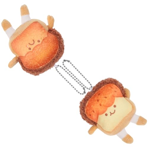 CHICAMPERA 2 Stücke Niedlicher Gefüllter Toast Anhänger für Schlüsselbund Plüsch Deko für Taschen Cartoon Brot Puppen Schlüsselanhänger von CHICAMPERA