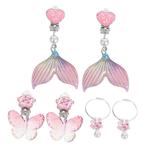 CHICAMPERA 3paare Ohrclips Für Mädchen Cartoon-ohrringe Ohrschmuck Für Spielohrringe Ohrclips Ohne Piercing Süße Ohrringe Für Kleine Mädchen von CHICAMPERA