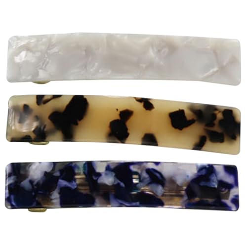 CHICAMPERA 3 Stück Teiliges Haarklammern mit Federverschluss Rechteckige Haarklammern für Dickes und Dünnes Haar Marmoroptik für Damen Modische Haarspangen für Alltag und Styling von CHICAMPERA