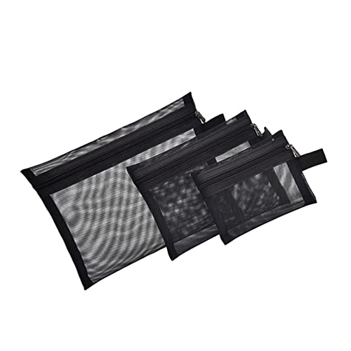CHICAMPERA 3 Stück Teiliges Mesh Kosmetiktaschen Transparent mit Reißverschluss Tragbare Reise kulturbeutel für Make up und Toilettenartikel Praktische Organizer für Damen Unterwegs von CHICAMPERA