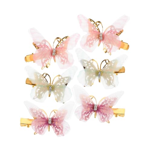 CHICAMPERA 6 Stück Teiliges Schmetterling Haarklammern für Mädchen und Frauen Bewegliche Schonende Haarclips für Stirn und Seitenpartie Langlebig Rutschfest Haarschonend Vielseitig von CHICAMPERA