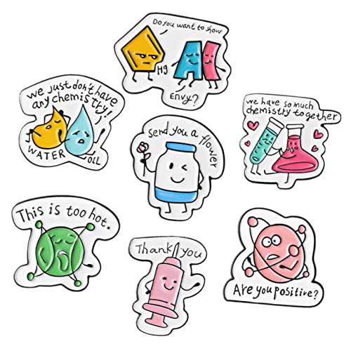 CHICAMPERA 7 Stck Teiliges Cartoon Chemie Labor Brosche Süße Anstecknadeln aus Metall für Kleidung Taschen und Hüte Langlebig und Dekorativ Zufällige Designs von CHICAMPERA