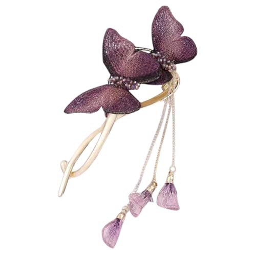 CHICAMPERA Doppelschmetterling Haarklammer Metall Haarspange mit Quaste Damen Haarschmuck Elegant Rutschfest für Alltag und Besondere Anlässe von CHICAMPERA