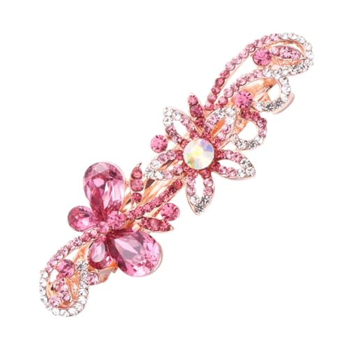 CHICAMPERA Elegante Haarklammer mit Schmetterlings schleife und Funkelnden Strasssteinen Rosa Haarclip für Damen und Mädchen Modisches Party haaraccessoire Langlebig und Einzigartig von CHICAMPERA