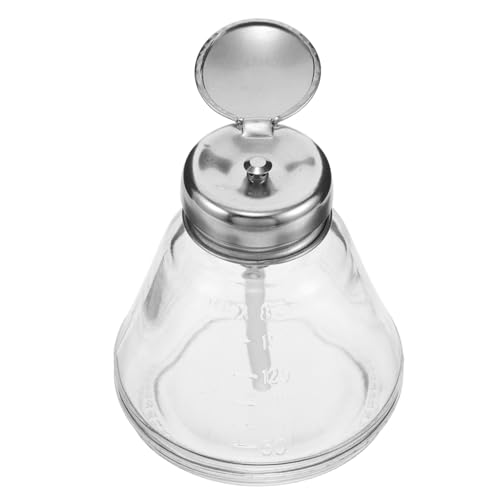 CHICAMPERA Glas Nagellackentferner Spenderflasche mit Druckpumpe und Flip deckel Nachfüllbarer Hydraulischer Make up Entferner Behälter Langlebig Kontrollierter Flüssigkeitsfluss für Reisen von CHICAMPERA