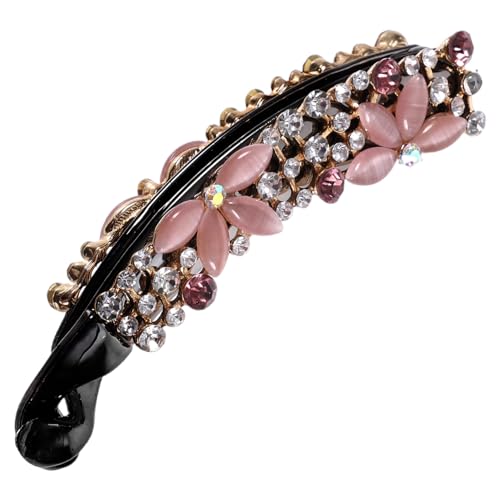 CHICAMPERA Große Bananen Haarspange mit Strasssteinen und Opal Vintage Haarklammer für Dickes Haar Langlebiges Design Rutschfest und Komfortabel für Damen bei Hochzeit Party und Alltag von CHICAMPERA