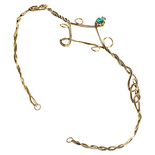 CHICAMPERA Metall Stirnband Damen Elastisch Vintage Braut Haarschmuck mit Grünen Kristallen Geflochtenes Kopfstück für Hochzeit Geburtstag Festliche Anlässe Vielseitiges Accessoire von CHICAMPERA