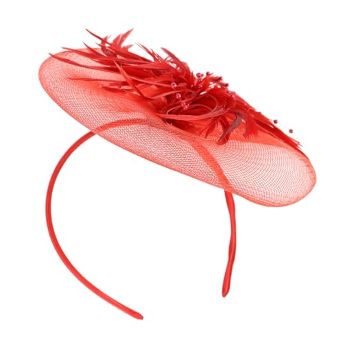 CHICAMPERA Netzhaarbedeckung Damen Party Kopfschmuck Design Rotes Headdress Komfortabler Stylischer Haarschmuck Für Hochzeit Festival Alltag von CHICAMPERA