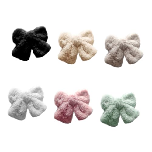 CHICAMPERA Plüsch Schleifen Haarspangen 6 Stück Für Damen Stilvolle Haarnadeln Mit Plüsch Bowknot Angenehmes Material Für Partys Und Hochzeiten Farbvarianten Für Jeden Anlass von CHICAMPERA