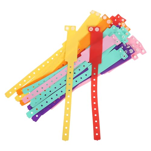 CHICAMPERA Verstellbare Wasserdichte PVC Armbänder mit Handschriftlicher Id für Veranstaltungen Festivals Wasserparks Freizeitparks und Sportevents Farben Orange Rot Gelb Grün von CHICAMPERA