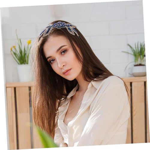 CHICAMPERA Vintage Jahre Perlen Haarreif Brautschmuck Haarschmuck Damen Leichtes Party Accessoire für Hochzeit Performance Blau von CHICAMPERA