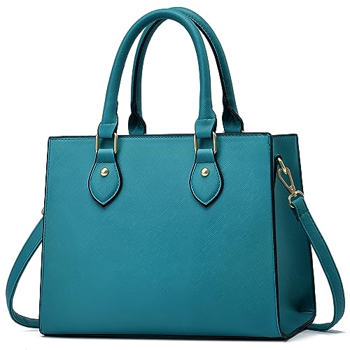 CHICAROUSAL Crossbody Geldbörsen und Handtaschen für Frauen PU Leder Tote Top Griff Satchel Schultertaschen, Blau Grün von CHICAROUSAL