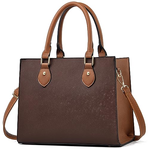 CHICAROUSAL Crossbody Geldbörsen und Handtaschen für Frauen PU Leder Tote Top Griff Satchel Schultertaschen, Dunkelbraun-Br von CHICAROUSAL